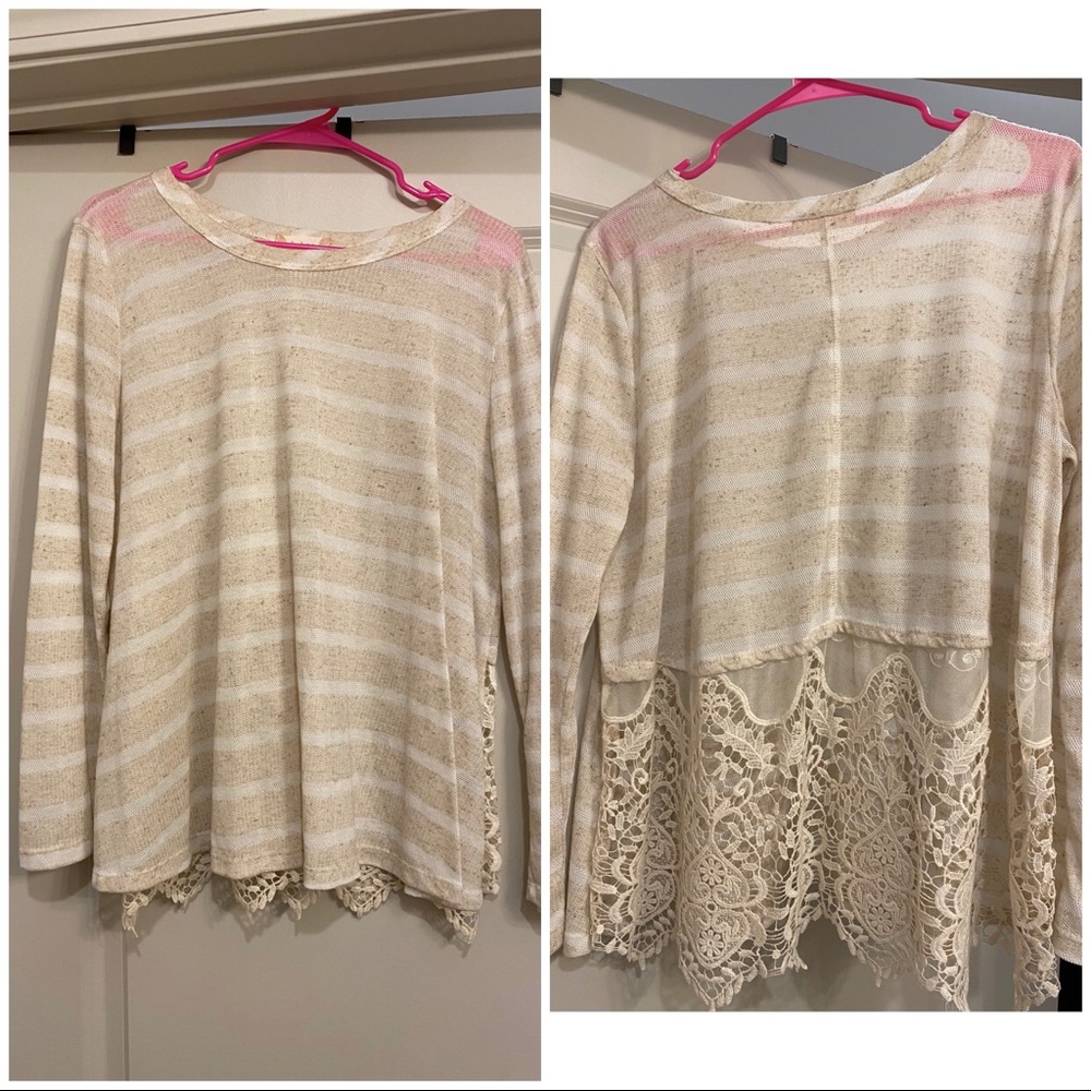 Shirt with lace bottom
